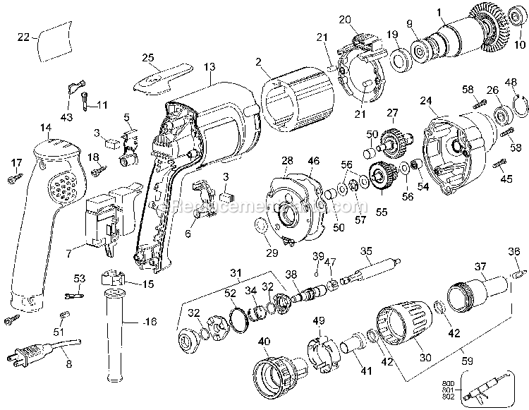 Page A Diagram and Parts List for 2127-SBD Type 100 Black and Decker Screwdriver